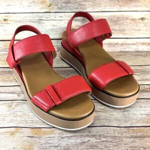 Caslon Womens Red Leather Briana Open Toe Platform Sandals Size 9.5